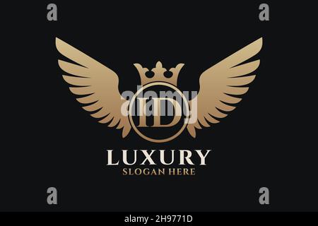 Luxury Royal Wing Letter ID crest Gold color Logo vector, Victory logo, crest logo, wing logo, Vector logo . Illustrazione Vettoriale