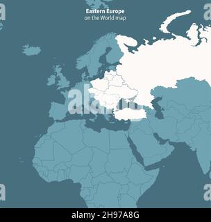 mappa vettoriale europa orientale. mappa mondiale per regione. Illustrazione Vettoriale