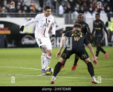 Mauro Icardi del PSG durante il campionato francese Ligue 1 partita di calcio tra RC Lens e Paris Saint-Germain (PSG) il 4 dicembre 2021 allo Stade Bollaert-Delelis di Lens, Francia - Foto: Jean Catuffe/DPPI/LiveMedia Foto Stock