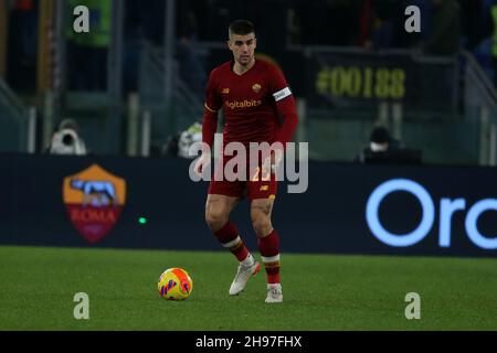 Roma, Italia. 4 Dic 2021. Roma, Italia 4 dicembre 2021.Gianluca Mancini (Roma) in azione durante la Serie A match tra AS Roma e Internazionale FC allo Stadio Olimpico. (Credit Image: © Giuseppe fama/Pacific Press via ZUMA Press Wire) Foto Stock