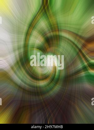 Rendering 3D di uno sfondo a spirale astratto verde e verde Foto Stock