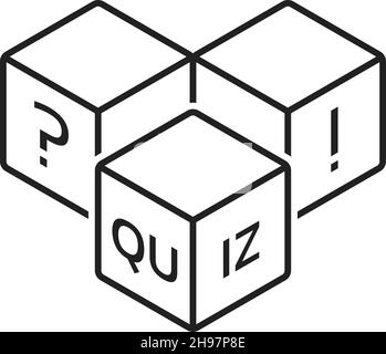 icona del quiz come i cubi sottili Illustrazione Vettoriale