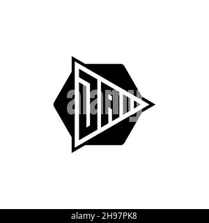 Lettera del logo DA Monogram con forma a bottone triangolare rotonda esagonale. Logo monogramma circolare triangolare, lettera logo schermo triangolare. Illustrazione Vettoriale