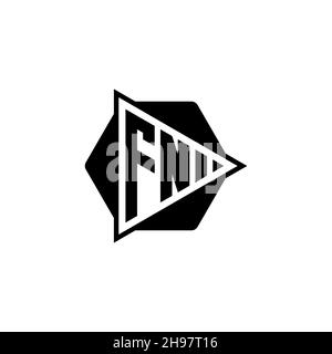 FN lettera del logo monogramma con triangolo forma di bottone esagonale arrotondata. Logo monogramma circolare triangolare, lettera logo schermo triangolare. Illustrazione Vettoriale