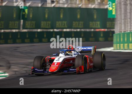 01 Shwartzman Robert (rus), Prema Racing, Dallara F2, in azione durante il 7° round del Campionato FIA di Formula 2 2021 dal 3 al 5 dicembre 2021 sul circuito di Jeddah Corniche, a Jeddah, Arabia Saudita - Foto Diederik van der Laan / Agenzia fotografica olandese / DPPI Foto Stock