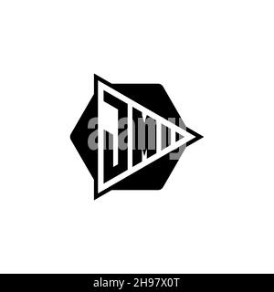 JM lettera del logo monogramma con triangolo forma di bottone esagonale arrotondata. Logo monogramma circolare triangolare, lettera logo schermo triangolare. Illustrazione Vettoriale