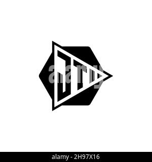 JT lettera del logo monogramma con triangolo forma di bottone esagonale arrotondata. Logo monogramma circolare triangolare, lettera logo schermo triangolare. Illustrazione Vettoriale