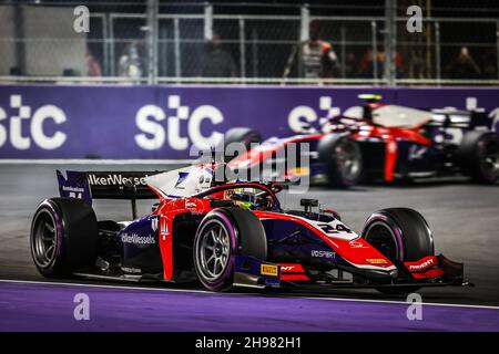 24 Viscaal Bent (nld), Trident, Dallara F2, in azione durante il 7° round del Campionato FIA di Formula 2 2021 dal 3 al 5 dicembre 2021 sul circuito di Jeddah Corniche, a Jeddah, Arabia Saudita - Foto: Diederik Van Der Laan/DPPI/LiveMedia Foto Stock