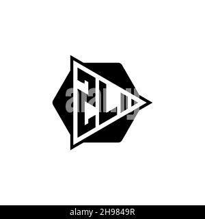 ZL lettera del logo monogramma con triangolo forma di bottone esagonale arrotondata. Logo monogramma circolare triangolare, lettera logo schermo triangolare. Illustrazione Vettoriale