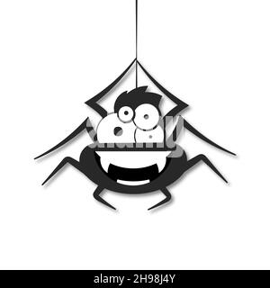 ragno disegnato a mano in stile doodle. elemento minimalismo scandinavo semplice elemento vettoriale. insetto, halloween. scheda design, adesivo, poster Illustrazione Vettoriale