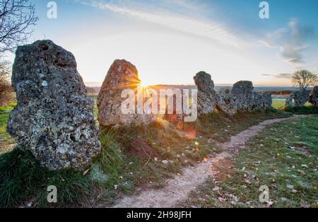 Alba a Rollright Stones Foto Stock