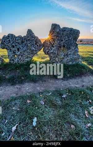 Alba a Rollright Stones Foto Stock
