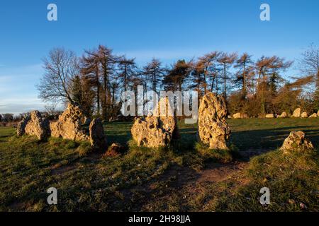 Alba a Rollright Stones Foto Stock