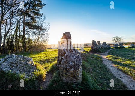 Alba a Rollright Stones Foto Stock