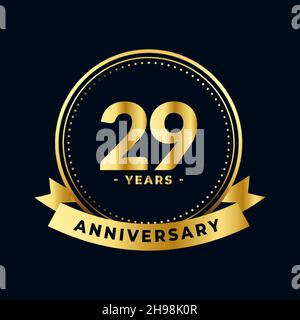 Ventinove anni anniversario oro e nero isolato Vector Illustrazione Vettoriale