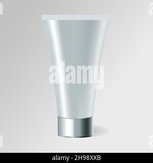 Modello di promozione prodotto per la cura della pelle semplice. Mock-up per dentifricio, unguento medicinale. Tubo. Foto Stock