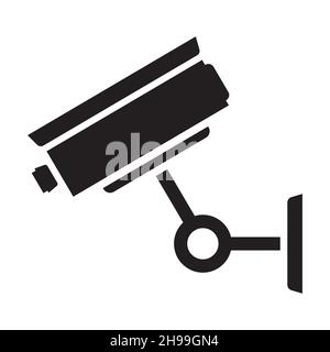 Icona del sistema di sicurezza e videosorveglianza in stile semplice su sfondo bianco. Illustrazione Vettoriale