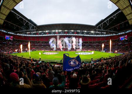 LONDRA, GBR. 5 DICEMBRE Stadio di Wembley raffigurato durante la finale della Femminile Vitality fa Cup tra Arsenal e Chelsea al Wembley Stadium di Londra domenica 5 dicembre 2021. (Credit: Federico Maranesi | MI News) Credit: MI News & Sport /Alamy Live News Foto Stock