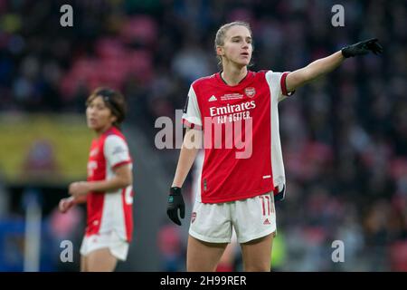 LONDRA, GBR. 5 DICEMBRE Vivianne Miedema dei gesti dell'Arsenale durante la finale della Femminile Vitality fa Cup tra Arsenal e Chelsea al Wembley Stadium di Londra domenica 5 dicembre 2021. (Credit: Federico Maranesi | MI News) Credit: MI News & Sport /Alamy Live News Foto Stock