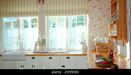Una foto di sfondo di una cucina d'epoca Foto Stock