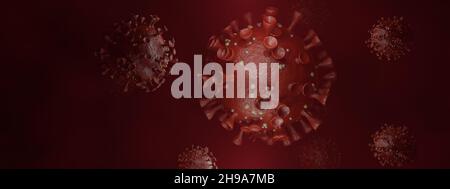 Coronavirus Omicron Delta Covid-19 sfondo banner - Omicron variante sostituisce Delta. Comparsa di nuovo ceppo pericoloso di coronavirus Foto Stock