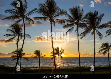 Tramonto, Koolina, Oahu, Hawaii Foto Stock