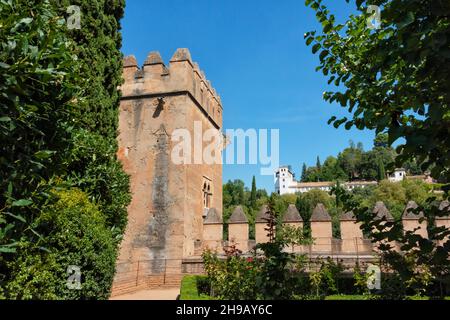 Torre de los Picos in Alhambra, Granada, Provincia di Granada, Andalusia Comunità autonoma, Spagna Foto Stock