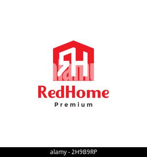 RH con forma home logo simbolo icona vettore grafico disegno illustrazione idea creativa Illustrazione Vettoriale