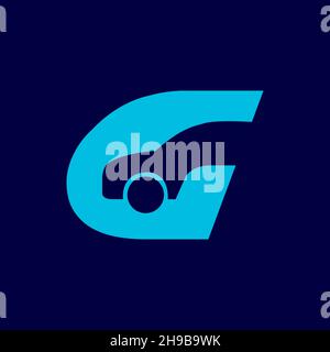 Auto spazio negativo con logo G iniziale simbolo icona vettore grafico disegno idea creativa Illustrazione Vettoriale