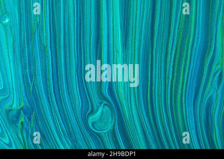 Astratto fluido arte sfondo blu chiaro e verde glitter colori. Marmo liquido. Pittura acrilica su tela con sfumatura turchese. Sfondo acquerello Foto Stock