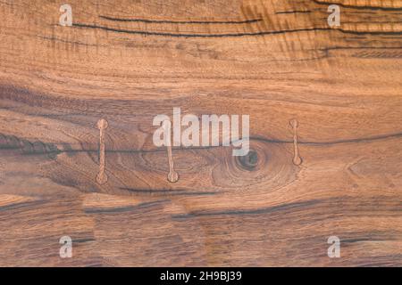 Texture in legno di un lussuoso tavolo fatto a mano Foto Stock