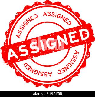 Grunge rosso assegnato parola rotondo sigillo di gomma timbro su sfondo bianco Illustrazione Vettoriale