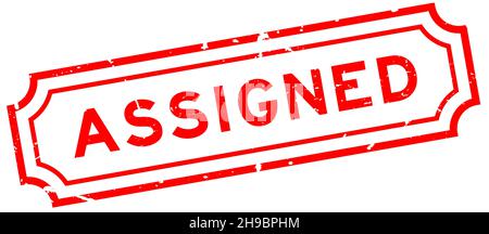 Grunge rosso assegnato parola sigillo in gomma stampigliato su sfondo bianco Illustrazione Vettoriale