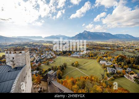 Vista panoramica sui dintorni della città di Salisburgo Foto Stock