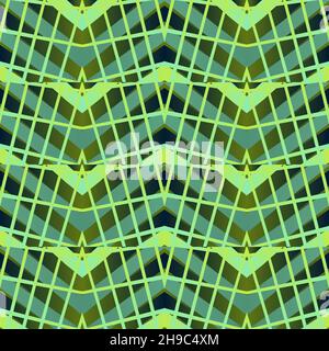 Mattonella geometrica patchwork disegno vettoriale senza giunture Neon brillante sfumatura verde colori Moda linee astratte disegno grafico sfondo Stipe Illustrazione Vettoriale