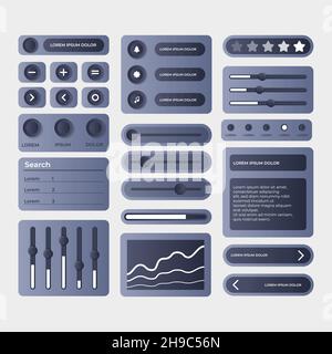 Illustrazione del vettore del set di kit ui gradiente. Illustrazione Vettoriale