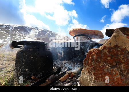 cucina cibo e tè in natura Foto Stock