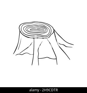 moncone vettoriale dell'albero di scarabocchio, disegno lineare isolato. Illustrazione Vettoriale