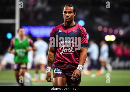 Ulupano SEUTENI di Bordeaux durante il campionato francese Top 14 gara di rugby tra Racing 92 e Union Bordeaux-Bègles il 28 novembre 2021 a Paris la Défense Arena di Nanterre, Francia - Foto Matthieu Mirville / DPPI Foto Stock