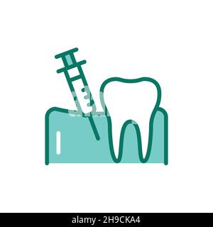 Icona della linea di colore dell'analgesia dei denti. Elemento vettoriale isolato. Pittogramma per pagina web, app mobile, promo Illustrazione Vettoriale