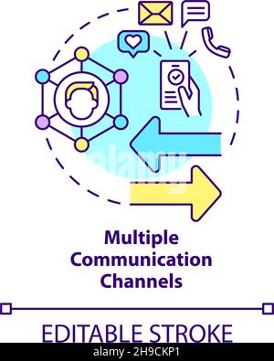 Icona concetto canali di comunicazione multipli Illustrazione Vettoriale