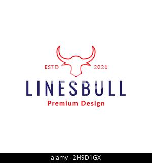 bull testa linea hipster colore logo simbolo icona vettore grafica disegno idea creativa Illustrazione Vettoriale