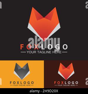 Logo Fox modello di disegno vettoriale Illustrazione Vettoriale