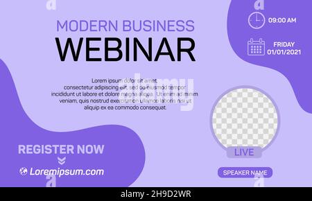 Raccolta di modelli di post per la conferenza dei webinar aziendali sui social media. Banner di promozione marketing online. Adatto per webinar aziendali e conferenze Illustrazione Vettoriale