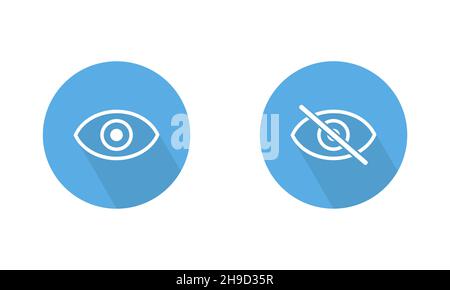 Set di icone occhio. Simbolo della vista. Icone degli occhi di scansione retina. Visualizzare il simbolo delle icone nascoste. Simbolo di privacy e blocco. Semplice collezione di occhi. Profilo dell'occhio Illustrazione Vettoriale