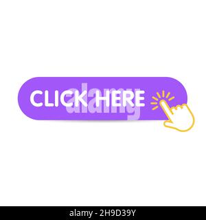 Fare clic qui con il puntatore del mouse. Fare clic qui banner. Vettore Illustrazione Vettoriale