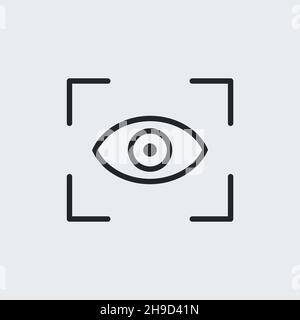 Icona del vettore di scansione oculare, simbolo del blocco di sicurezza oculare. Illustrazione vettoriale semplice e moderna per sito Web o app mobile Illustrazione Vettoriale