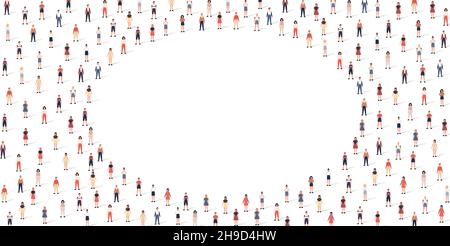 Folla persone modello impostato in stile piatto. Illustrazione vettoriale uomini e donne isolati su sfondo bianco Illustrazione Vettoriale