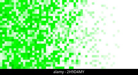 Verde chiaro sbiadimento pixel quadrato moderno astratto sfondo motivo orizzontale isolato su sfondo bianco Foto Stock