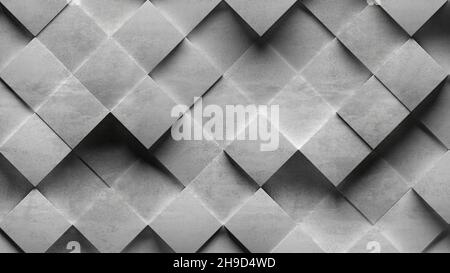 Casualmente spostato ruotato grigio cemento cubo caselle bloccare sfondo sfondo sfondo, illustrazione 3D Foto Stock